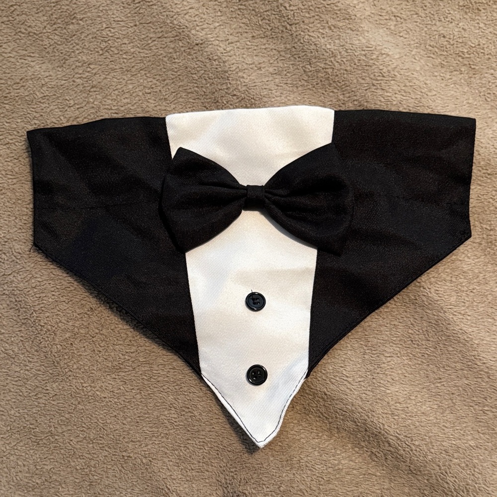 Tuxedo Bow Tie Bandana for animal collar